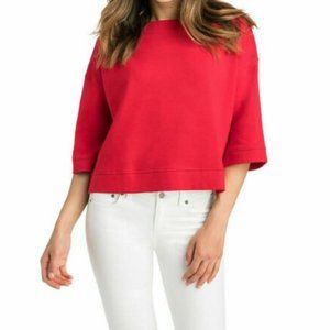 Vineyard Vines Womens Cropped Elbow Sleeve Popover Top Shirt Red Size Small NWT